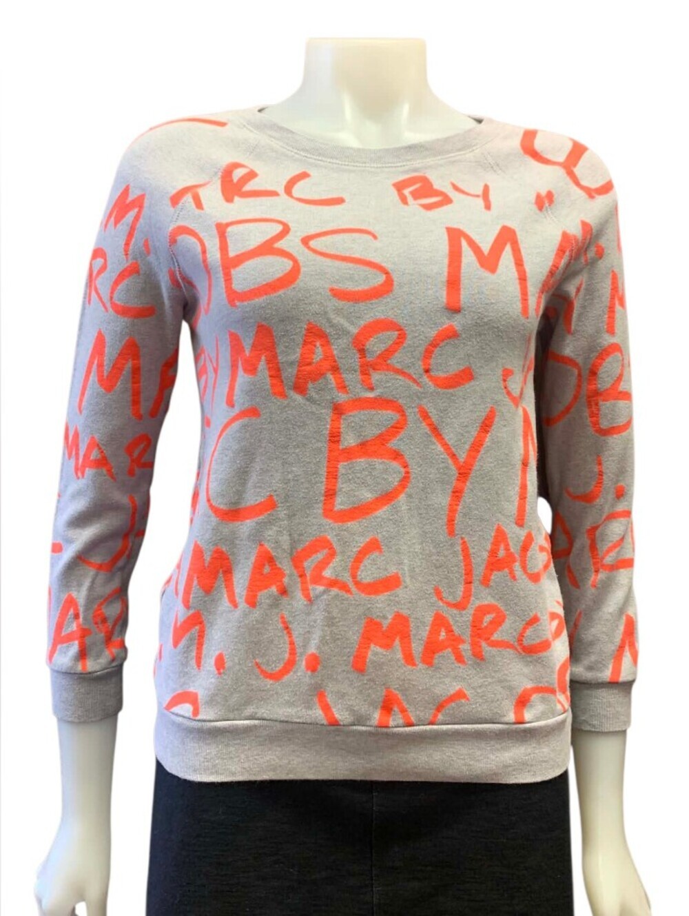Marc By Marc Jacob’s NWOT Shocking Orange Multi Pullover Crewneck, Size XS